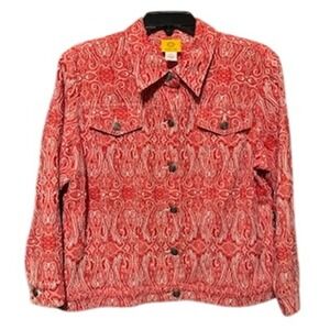 Ruby Rd Jacket Red & White Paisley Country Western Style Size 14